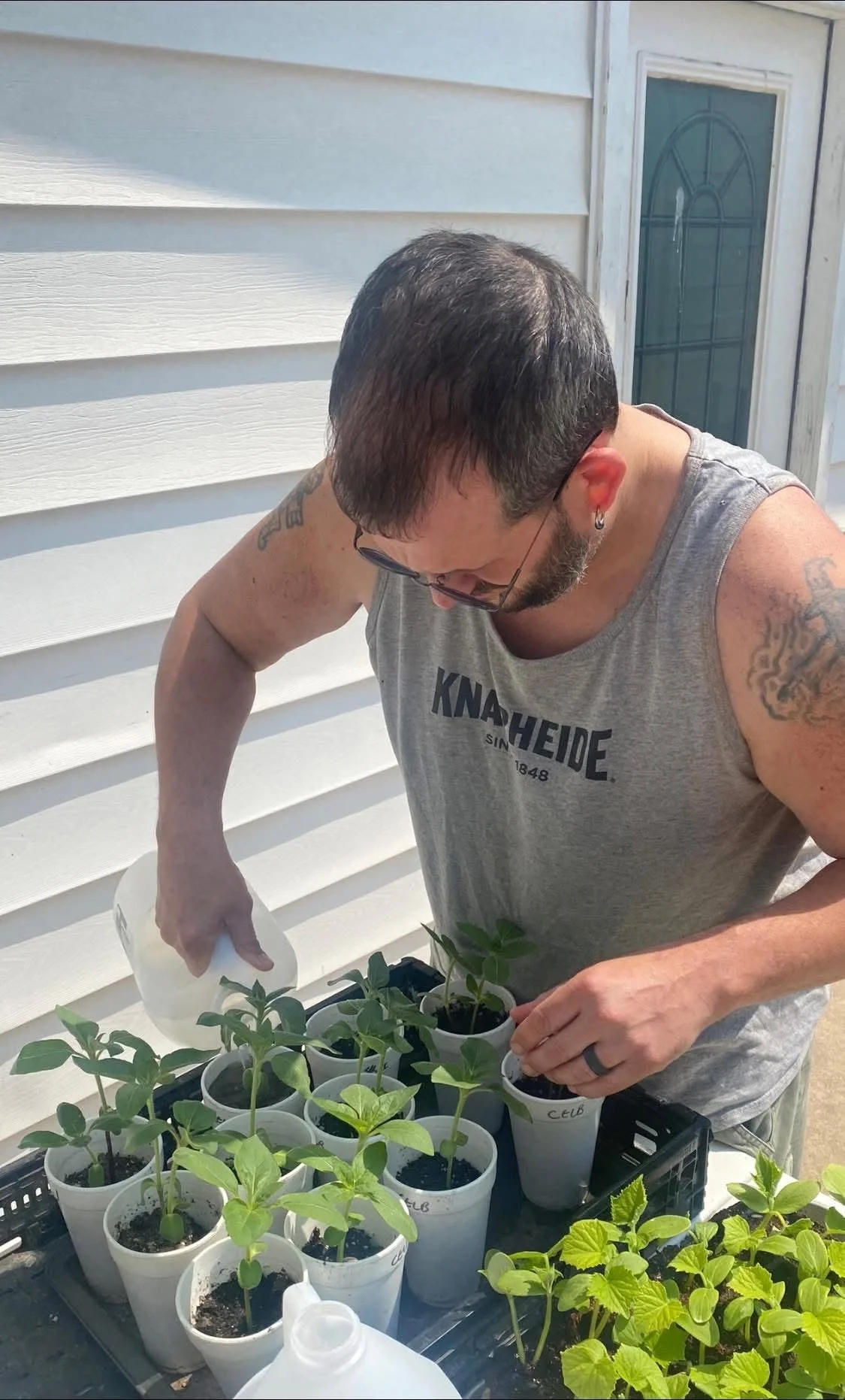 Bob of Boki's Kitchen tending to the vegetable garden.