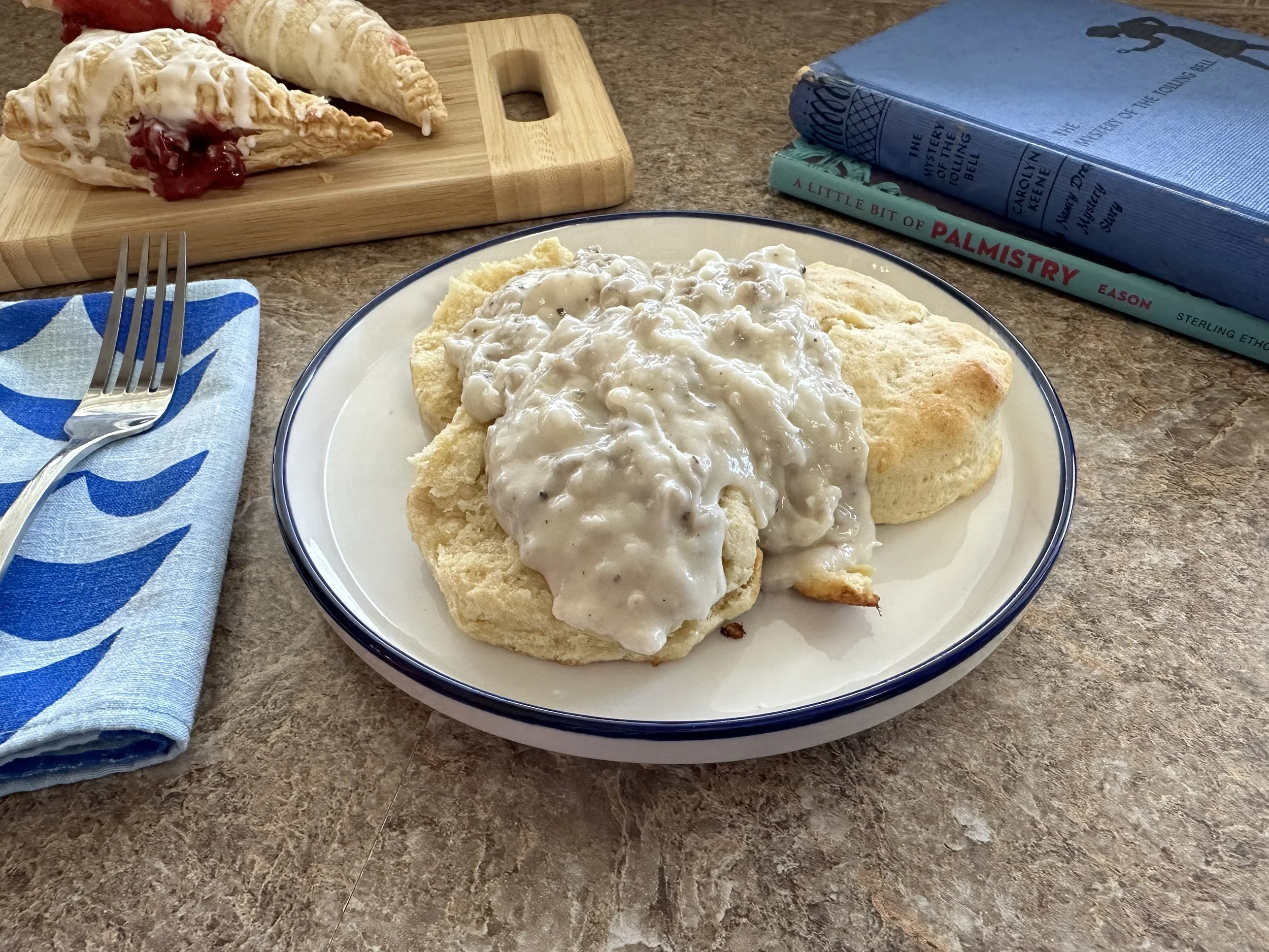 Sausage Gravy over Biscuits