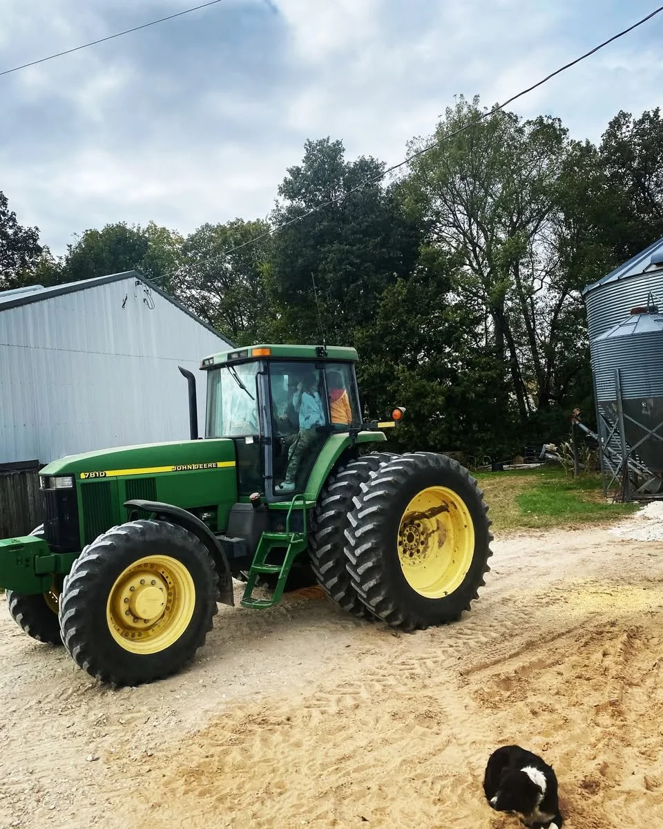 A tractor on a dairy farm in Adams County, Illinois