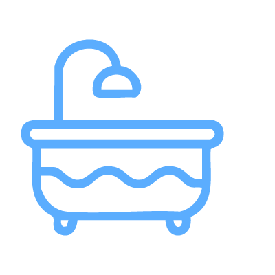 Illustration of a bathtub with a showerhead and a water drop representing best local plumber reliable Sonoma County