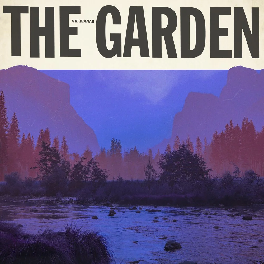 Book cover of 'The Garden' with a purple-tinted landscape of mountains, trees, and a river in the foreground.