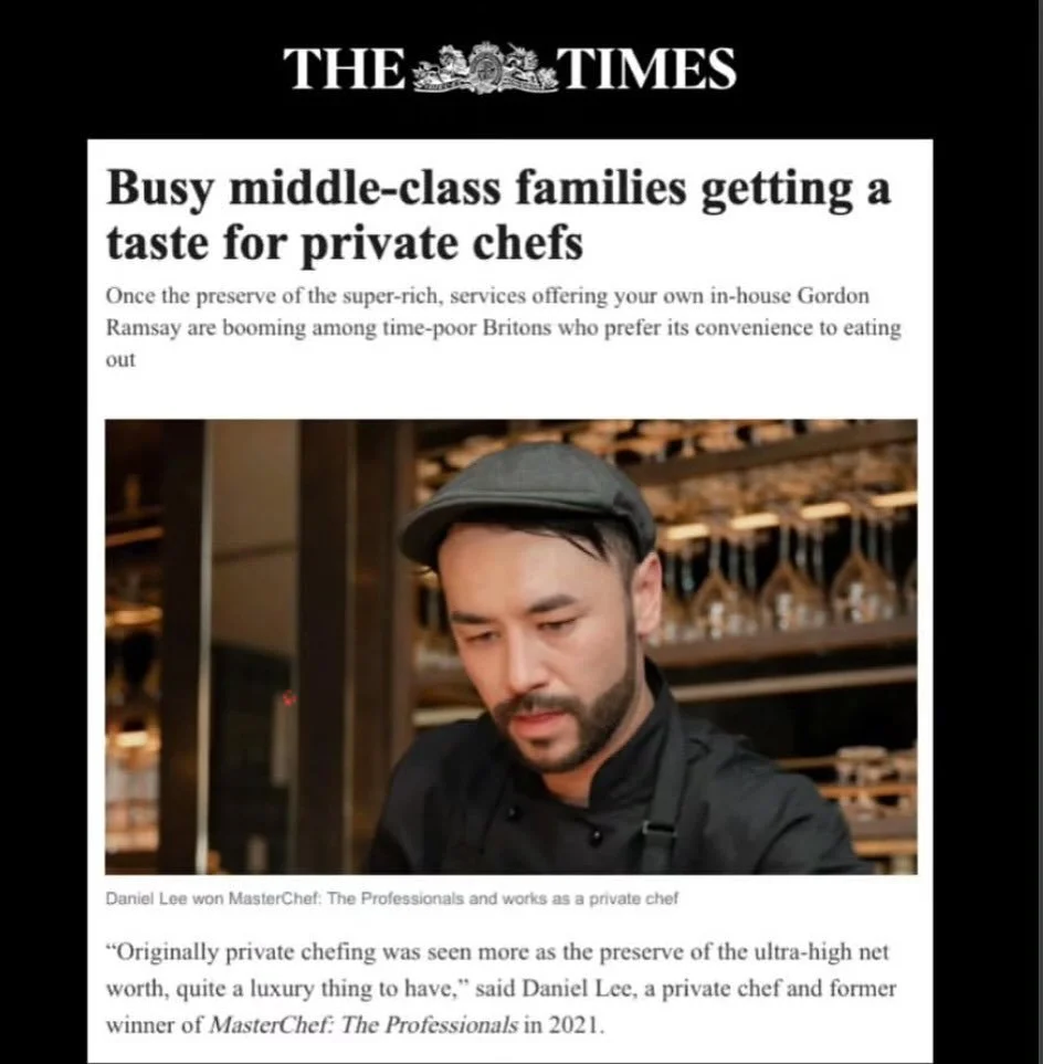 Good article in @thetimes today. Good to see one of my wonderful chefs featured @daniel.jb.lee. If you would like to book a private chef for Christmas , dinner parties , next years summer holiday , ski season etc please get in touch. #privatechef #pr