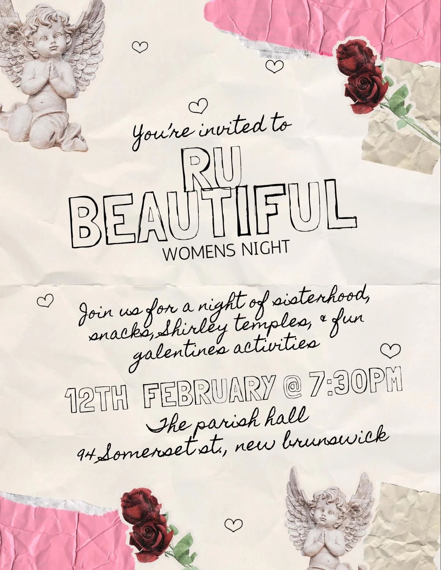 As a part of our RU BEAUTIFUL week we will be having a galentines themed women&rsquo;s night tomorrow at the parish hall!! Hope to see you ladies there 🩷🩷