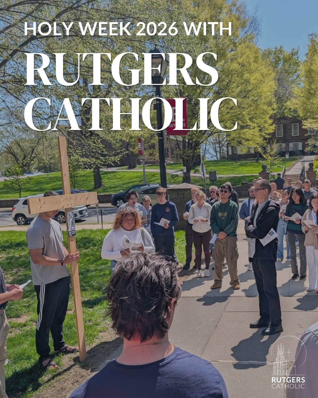 Holy Week begins this Sunday. 

Journey with us throughout the week as we pray through and reflect on Christ&rsquo;s Passion, Death, and Resurrection.

#catholic #rutgers