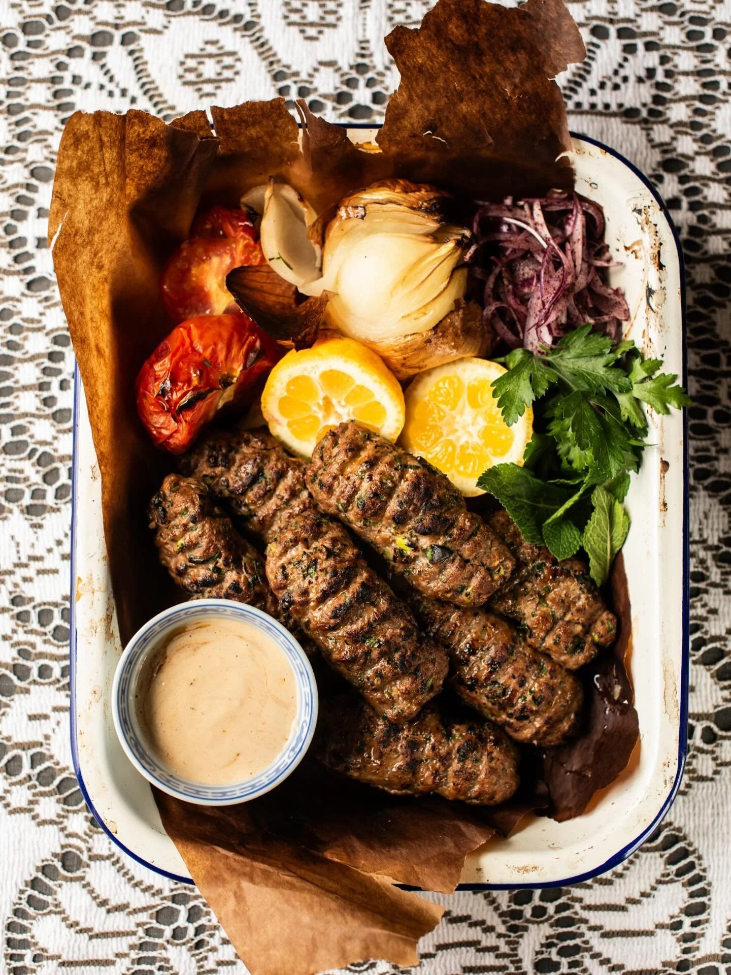 Lamb kofta 

I remember eating these on the streets of Lebanon and Turkey &mdash; and they&rsquo;ve stuck with me ever since. 

There&rsquo;s something so special about eating them with your hands,  wrapped in fresh bread, served with grilled tomatoe
