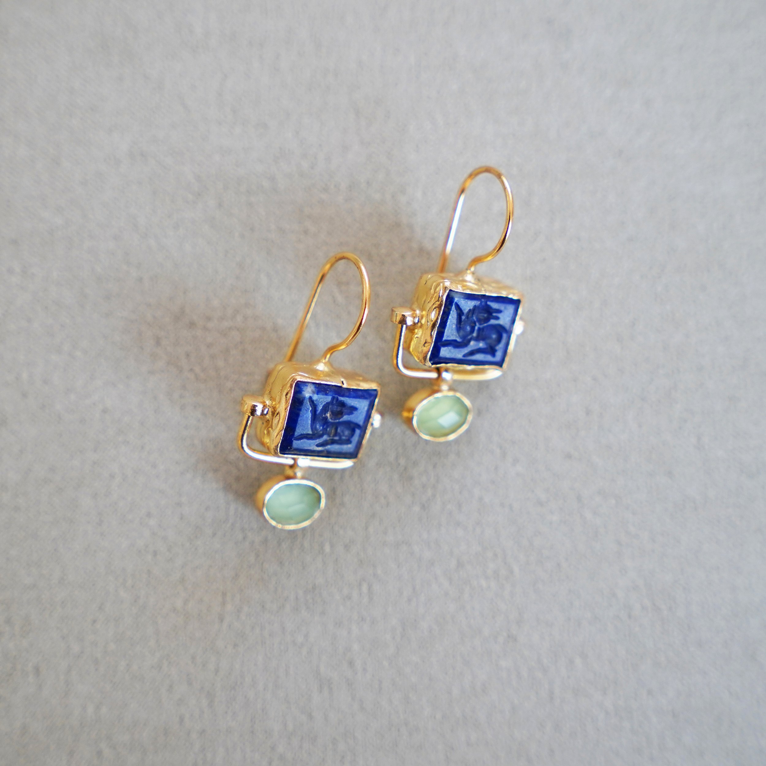 Lapis Lazuli & Cat's Eye Earrings