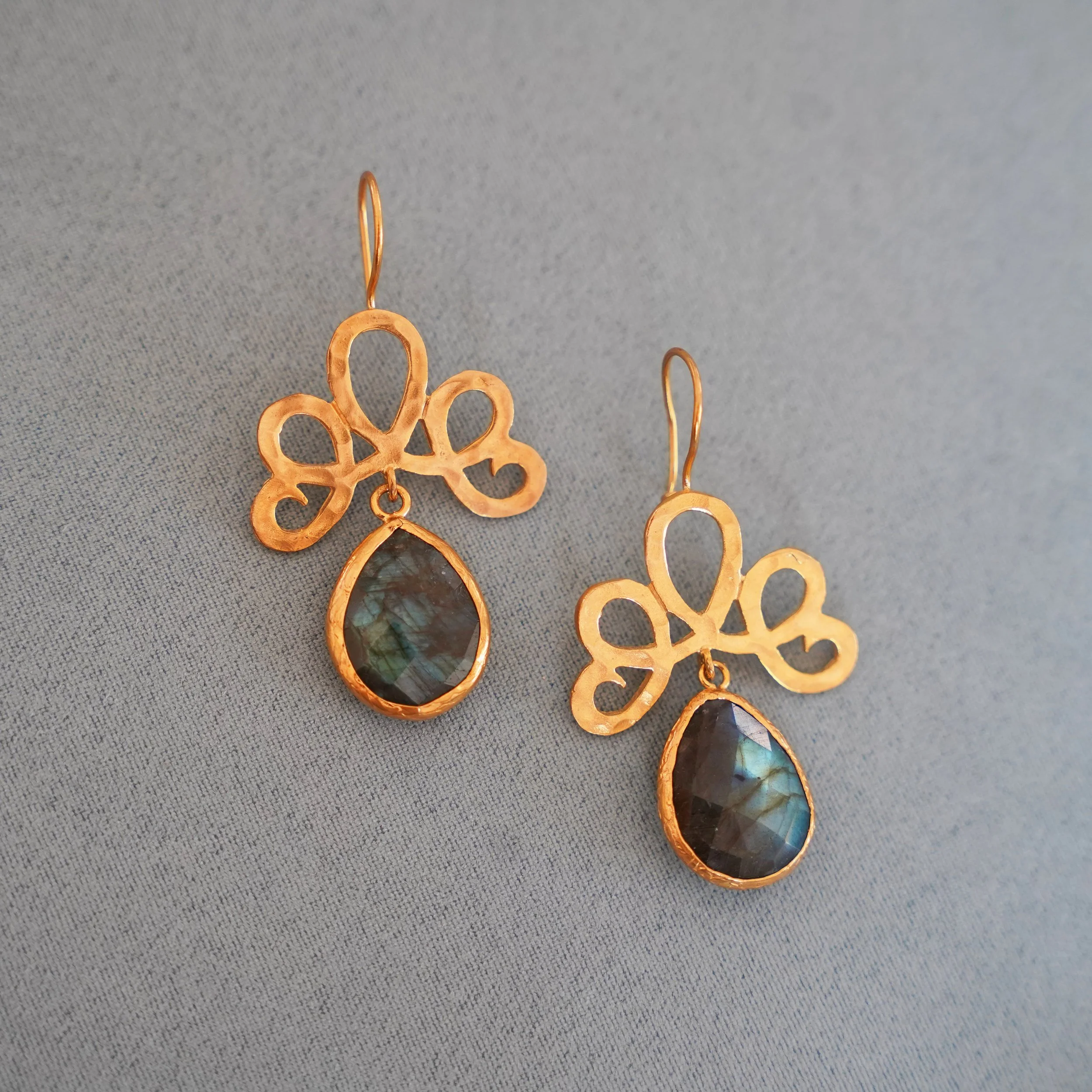 Labradorite Floral Earrings