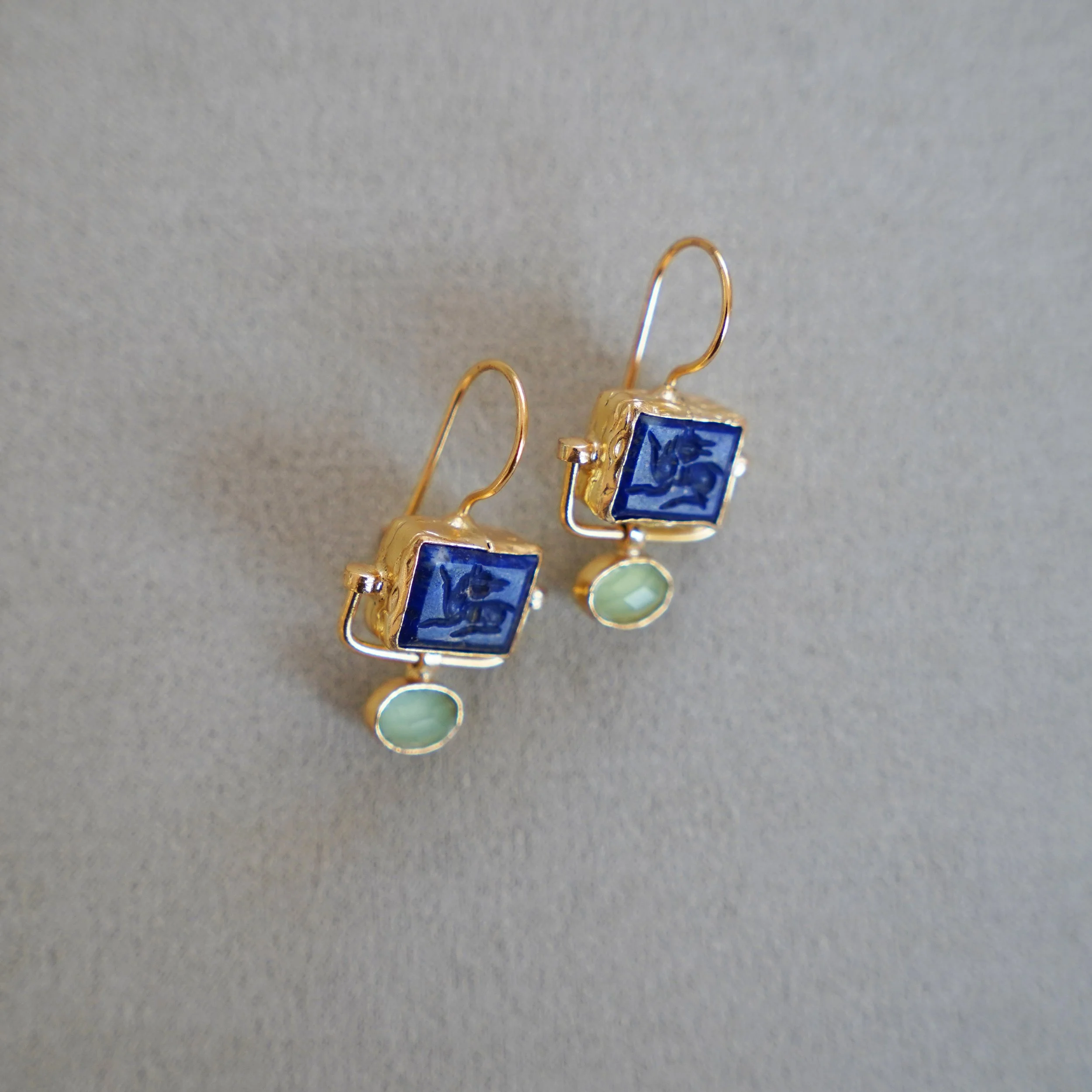 Lapis Lazuli & Cat's Eye Earrings