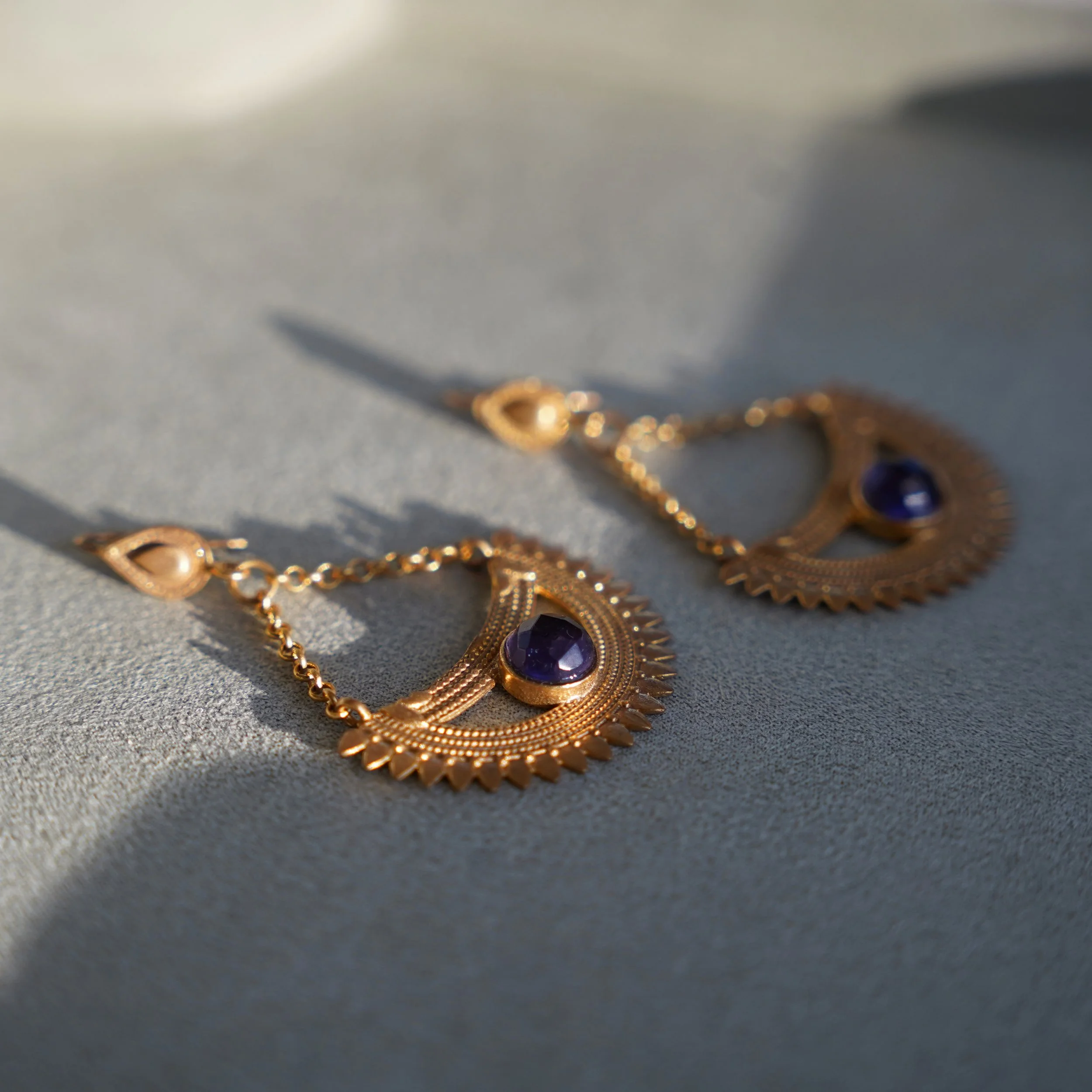 Amethyst Sunburst Dangle Earrings