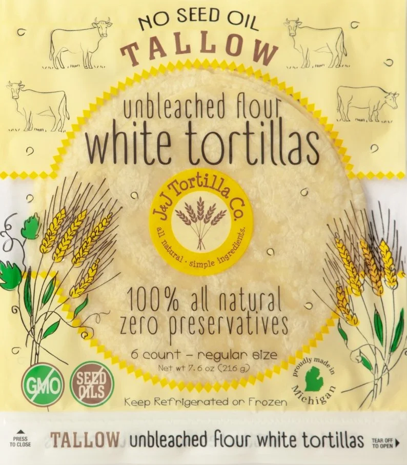 No Seed Oil Tallow Unbleached Flour White Tortillas