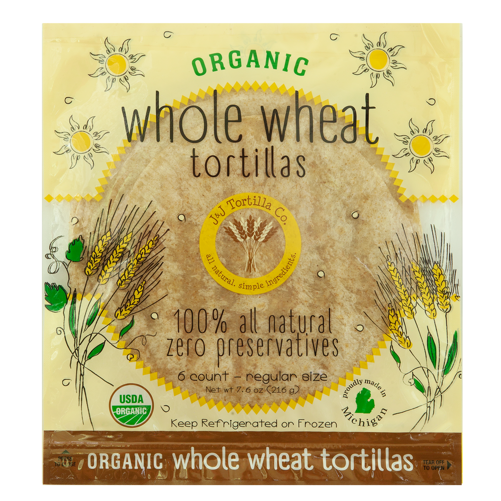 Organic Whole Wheat Regular tortilla package