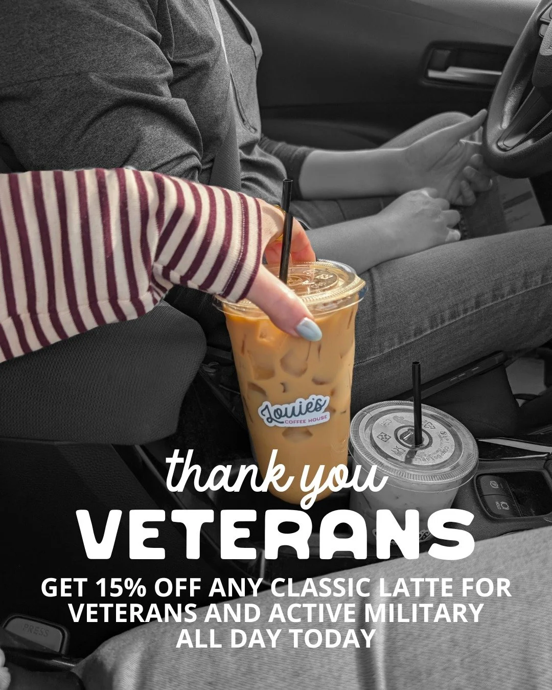 Thank you to our veterans for your service and sacrifice 🇺🇸

Veterans and active military can get 15% off any classic latte all day today.

Excludes signature and specialty lattes.