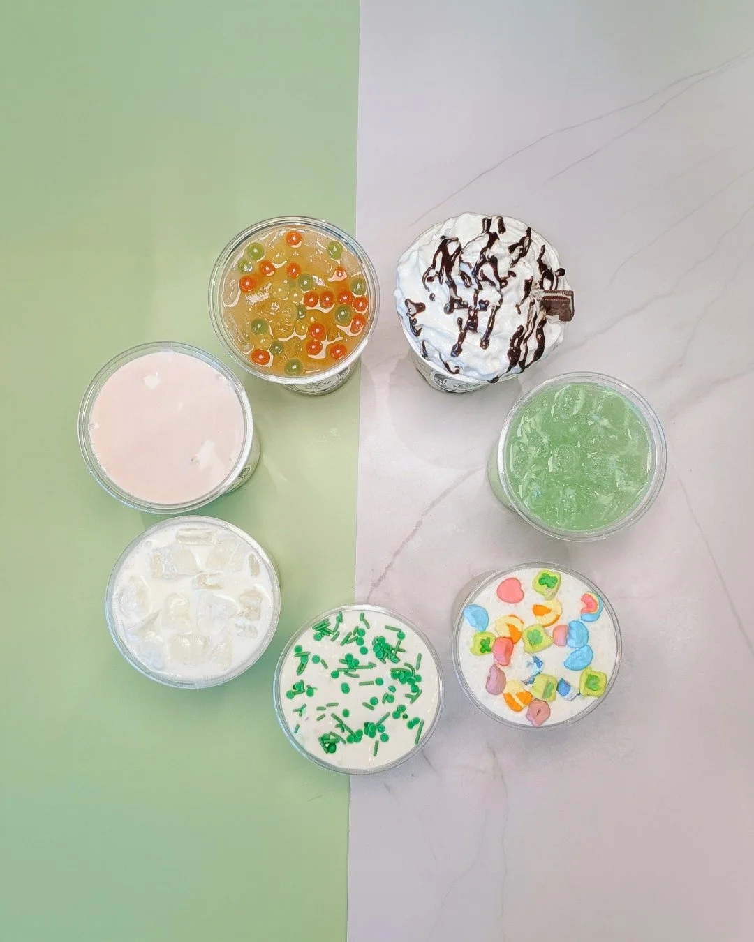 🍀 ST. PATRICK'S MENU 🍀

Starts Sunday, March 1 and is available at BOTH Louie's locations all March long!

☘︎ ݁˖ St. Patty&rsquo;s Sparkle
Blue Slush Alani + Green Apple with White Mocha Drizzle &amp; Green Edible Glitter

🎩 Lucky Leprechaun Blend