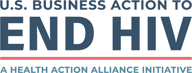 Text highlighting U.S. Business Action to End HIV, part of a health action alliance initiative.
