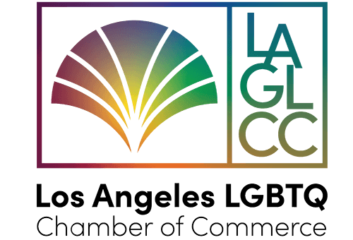 Logo with a rainbow-colored arc and the text "LAGCC" beside it.