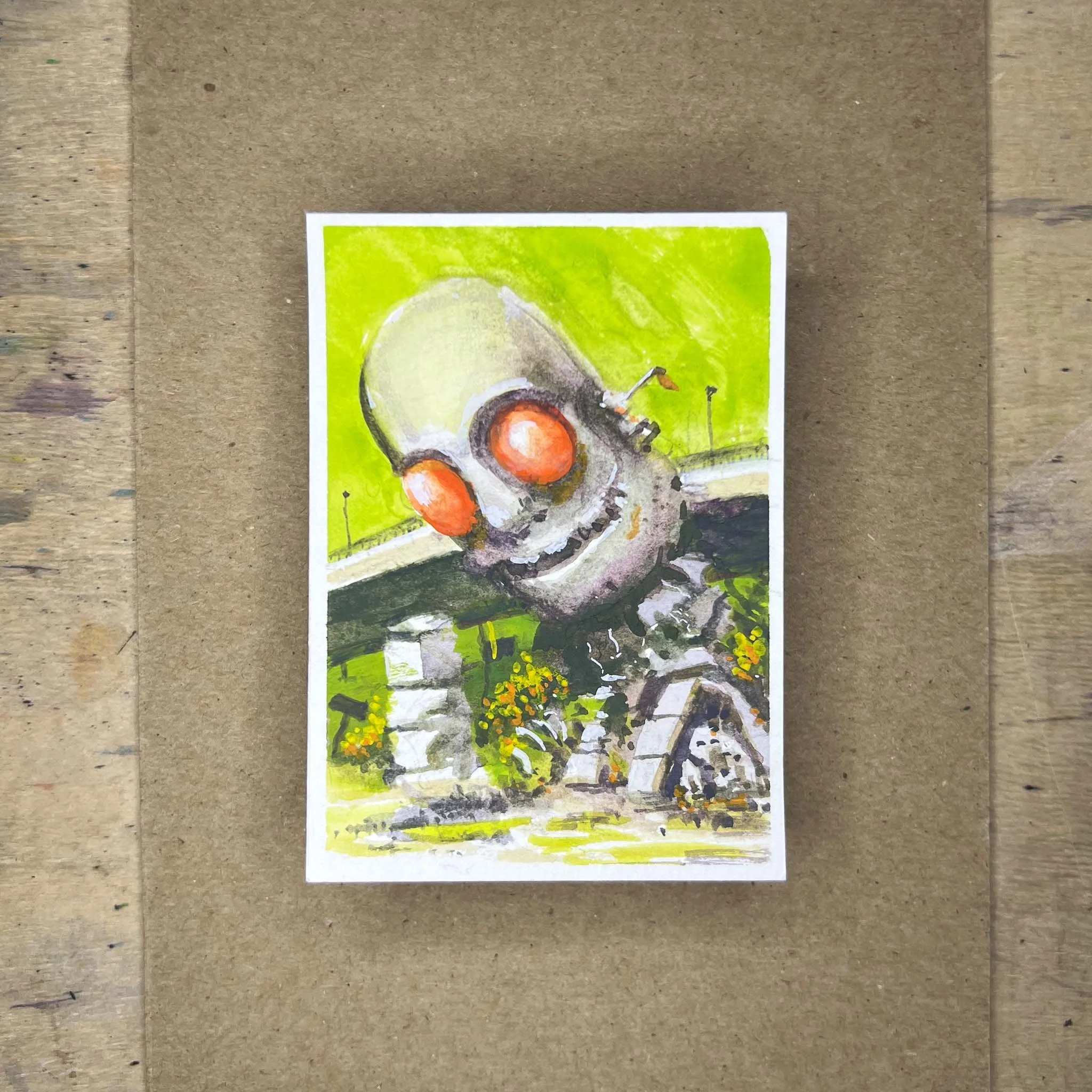 The Lost Robot #1 — Original Gouache ACEO by John Hopkins