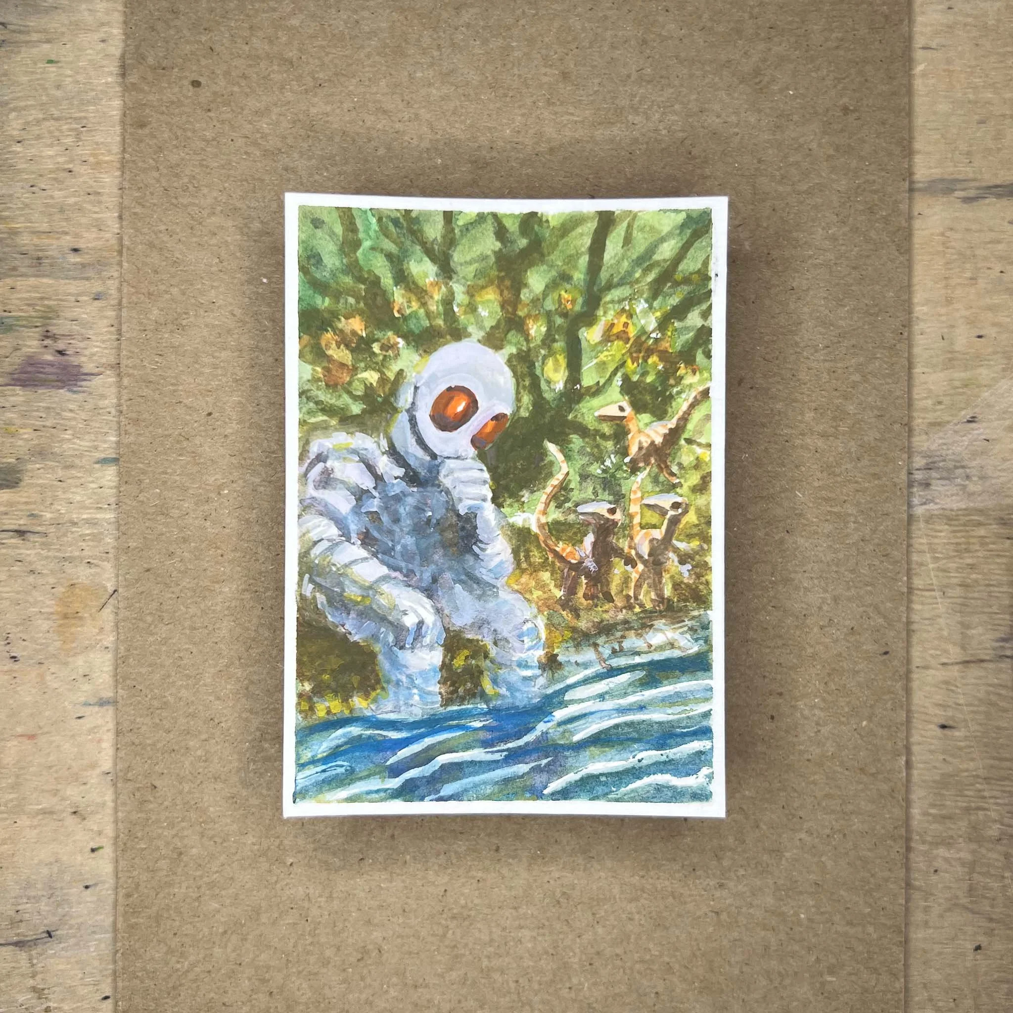 The Lost Robot #3 — Original Gouache ACEO by John Hopkins
