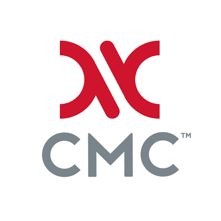 The image displays the CMC logo with a red abstract symbol above the name 'CMC' in gray letters.