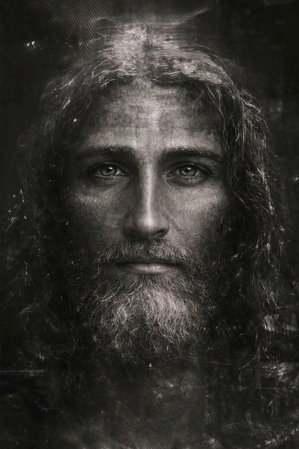 Jesus' face directly rendered from the Shroud, using AI technology