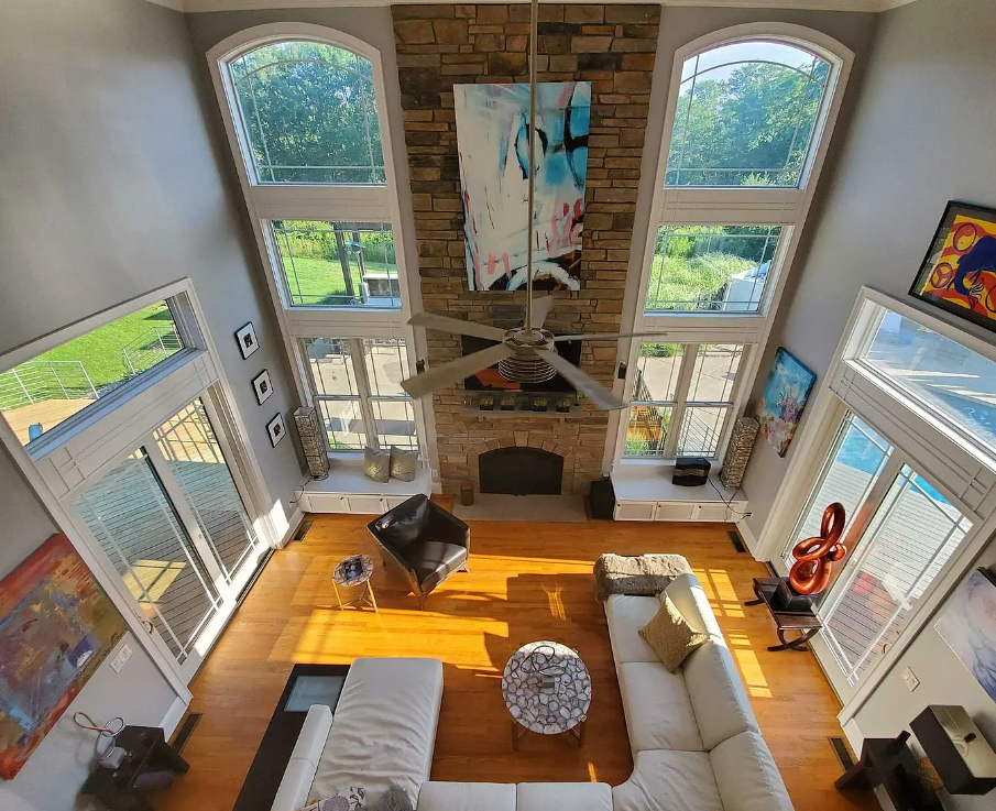 custom living space looking down from above