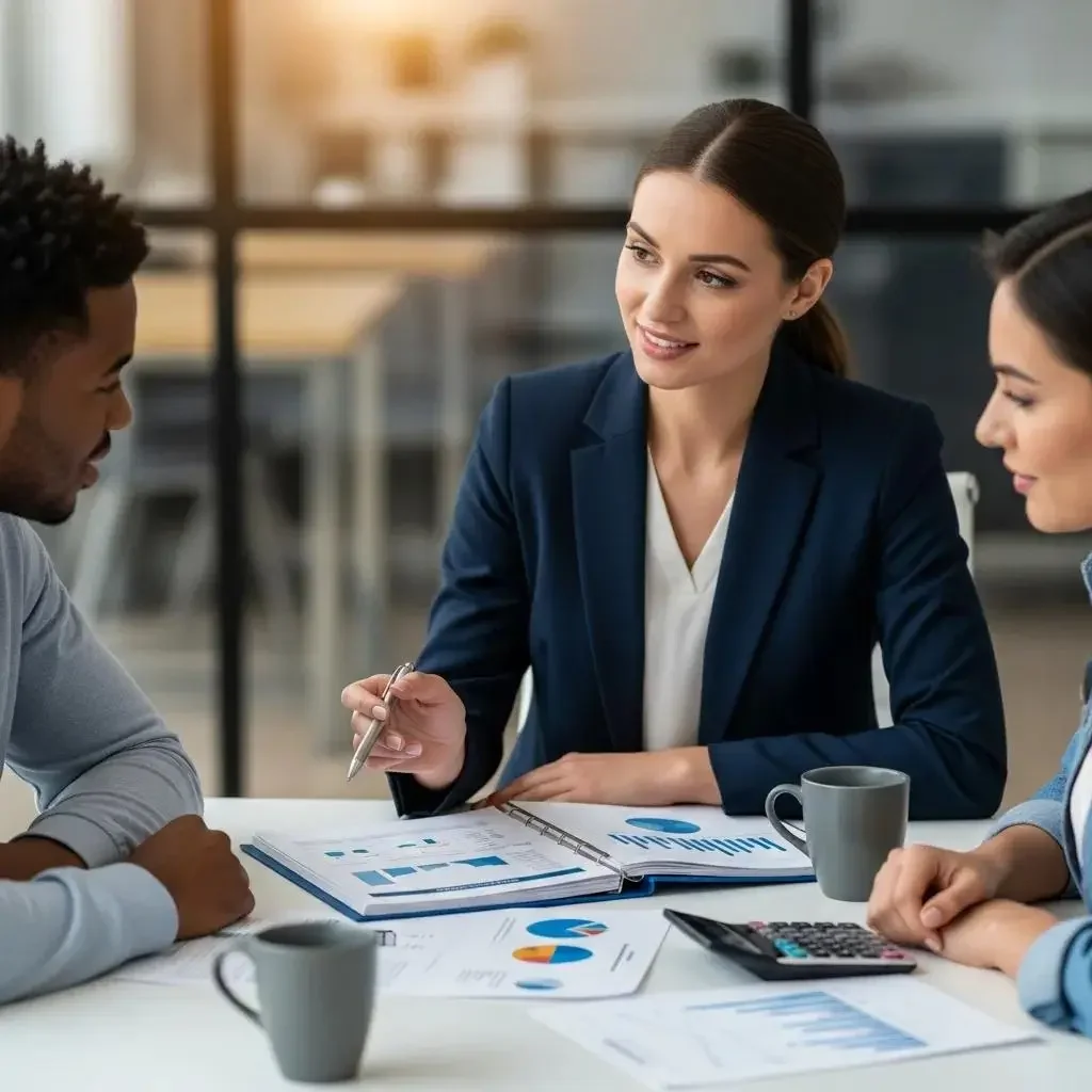 financial advisor discussing home financing options with clients