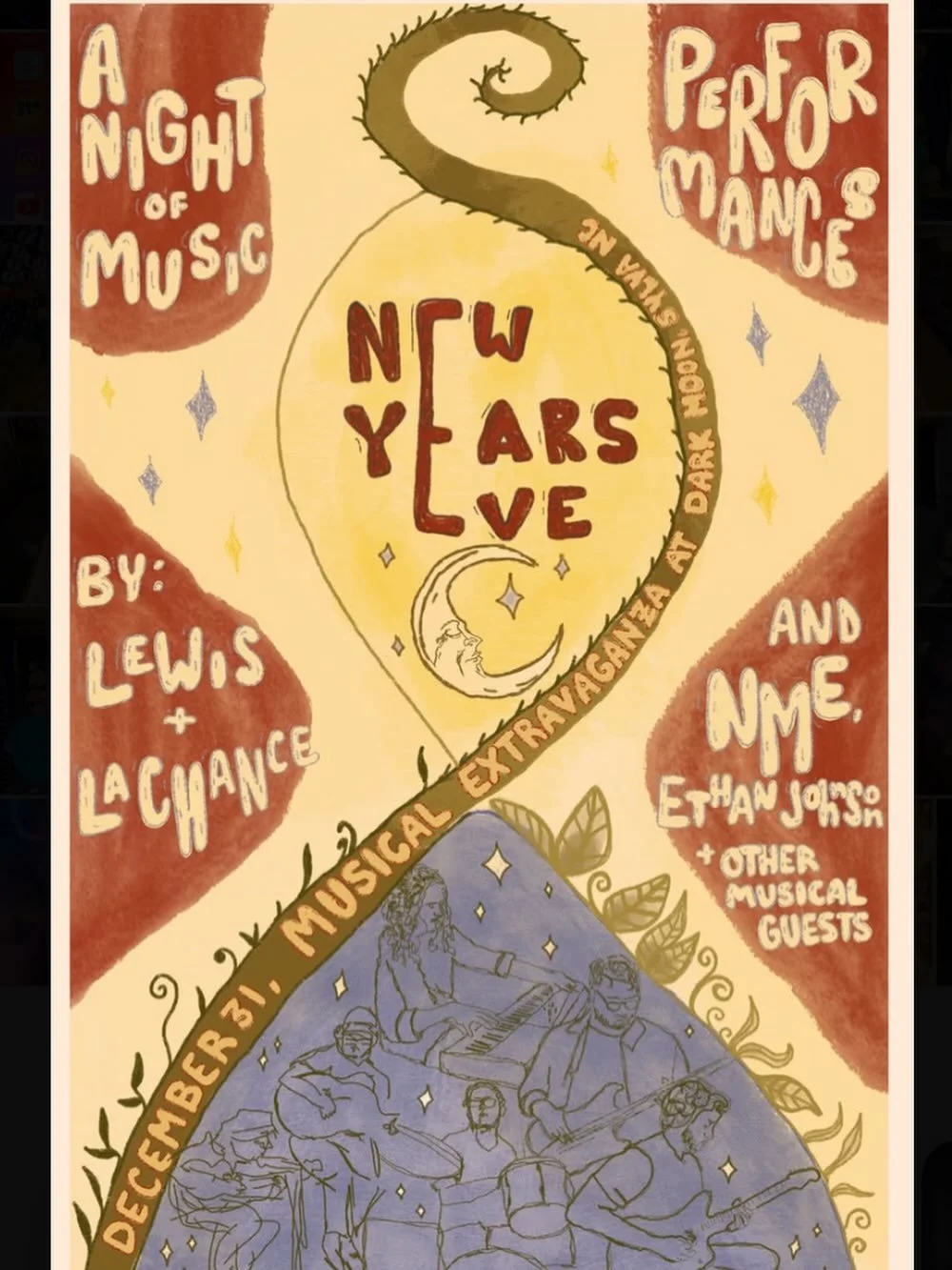 Your New Years Eve plans are made! We have live music brought to you by Sylva&rsquo;s coolest cats starting at 7:30, be there or be square. 

Also shout out to @jaydinnabigail for creating this groovy flyer!