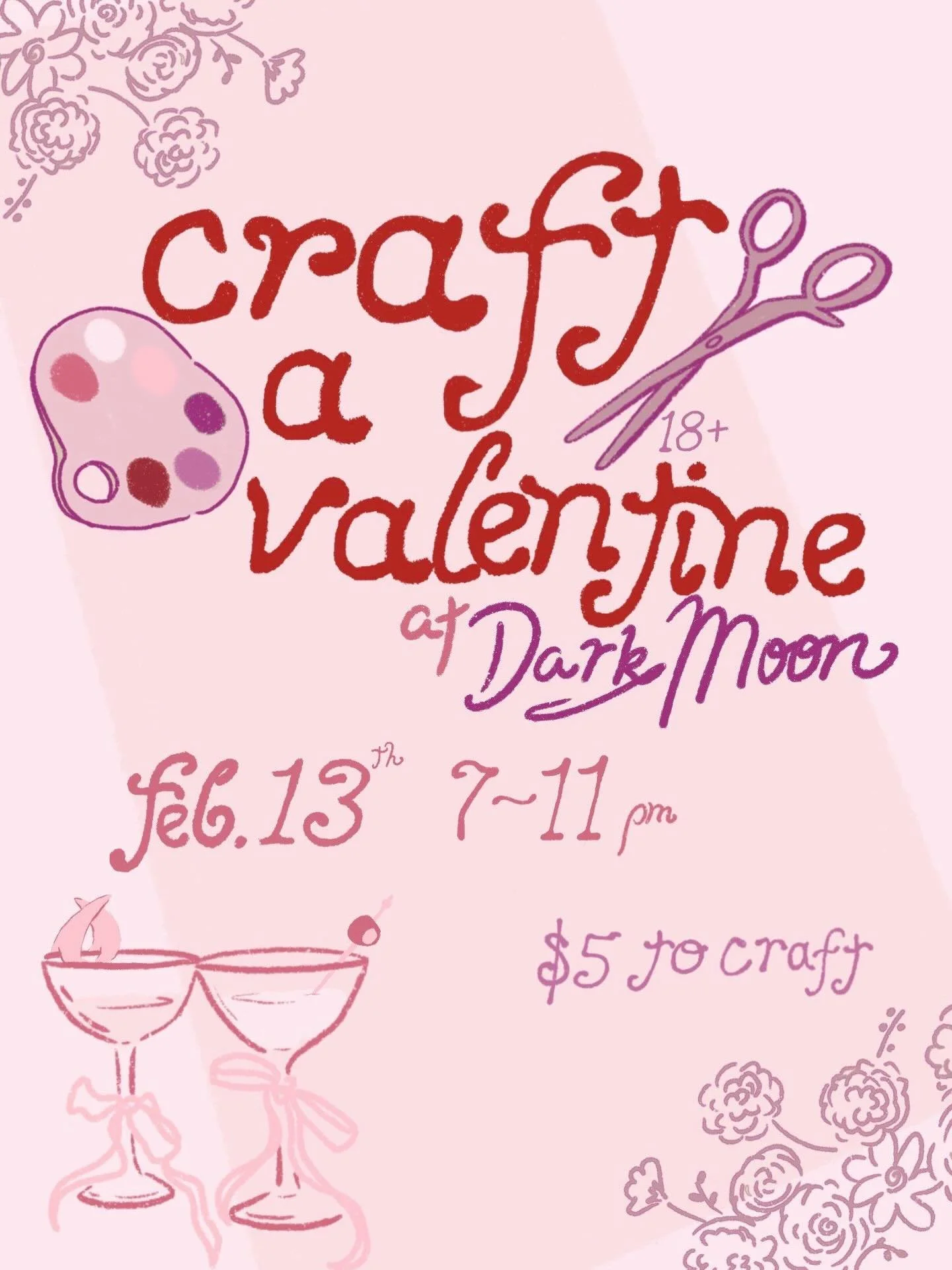 Galentines, Palentines, or Saint Valentine themself, whoever you&rsquo;re celebrating make sure to stop by &amp; craft them a valentine! We have craft supplies for daaaays, come get creative with us Feb 13th 7-11pm