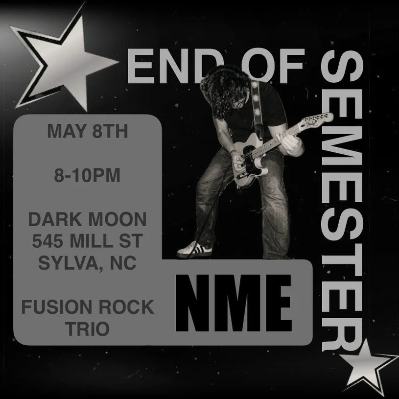Stressed about finals this week? Wrap up the semester and celebrate before graduation with some jazz fusion rock tunes from NME this Friday! Stop by from 8-10pm for some drinks and music 🎶