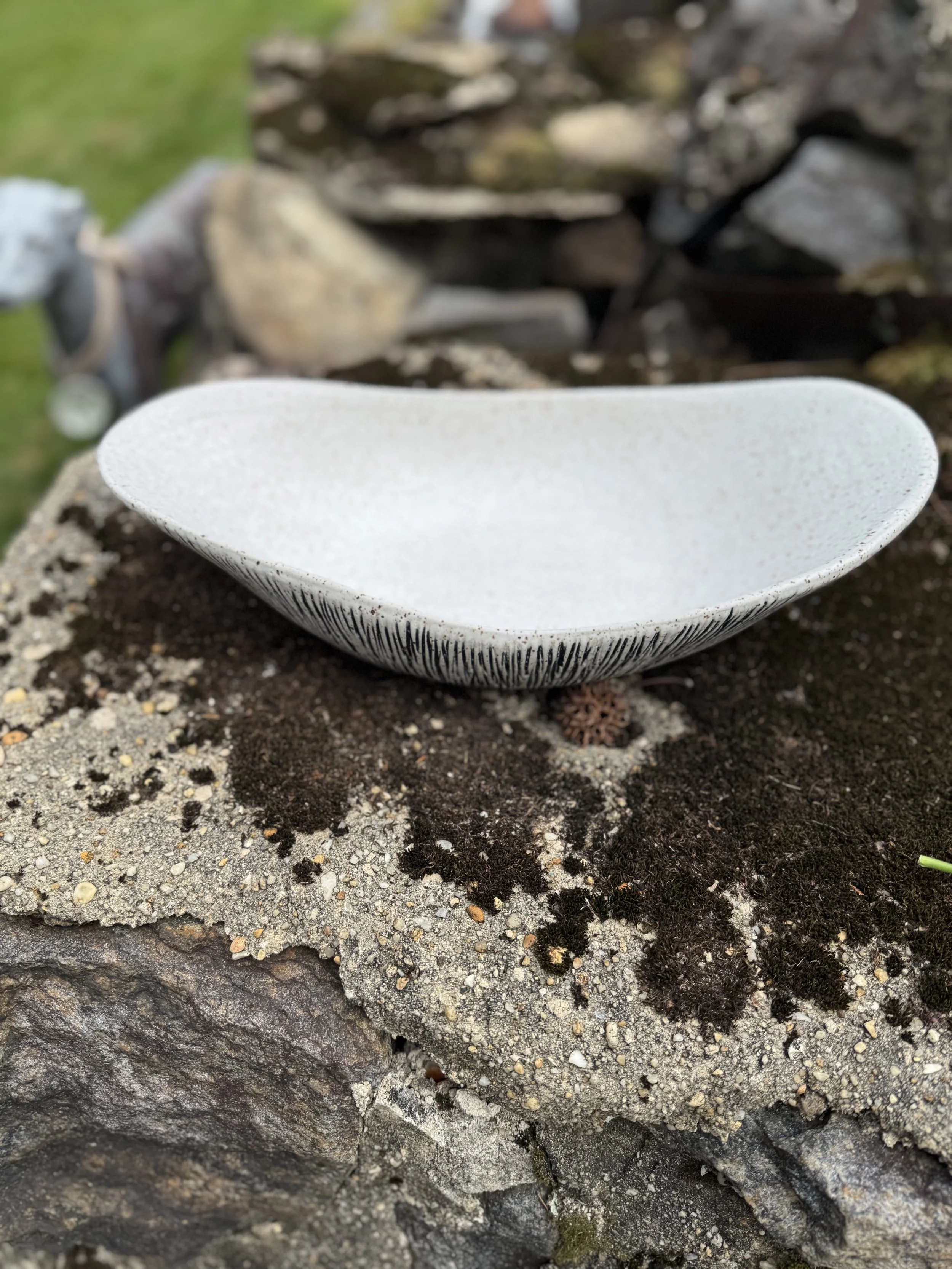 Large elongated serving bowl