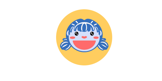 Bluebell Learning LLC logo. Bluebell, a light blue puppet, is illustrated with her head floating on a yellow background. She is smiling.