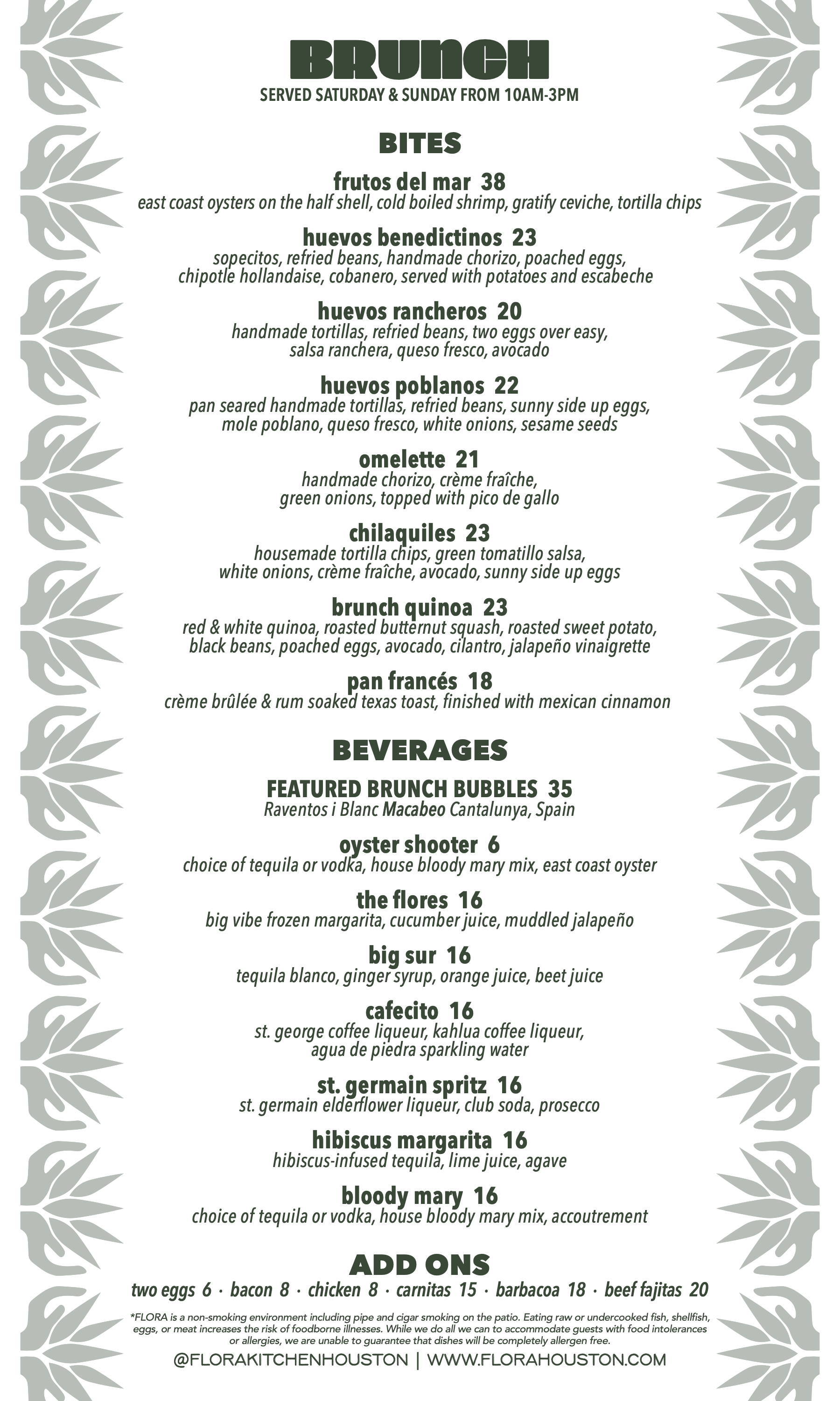 Flora Brunch Menu Design