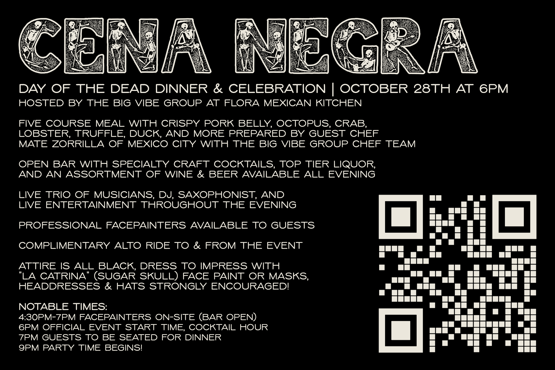Flora Cena Negra Invite Design
