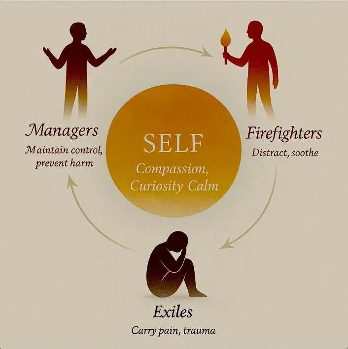 Map of Inner System: Managers, Firefighters, Exiles and Self Therapist NH
