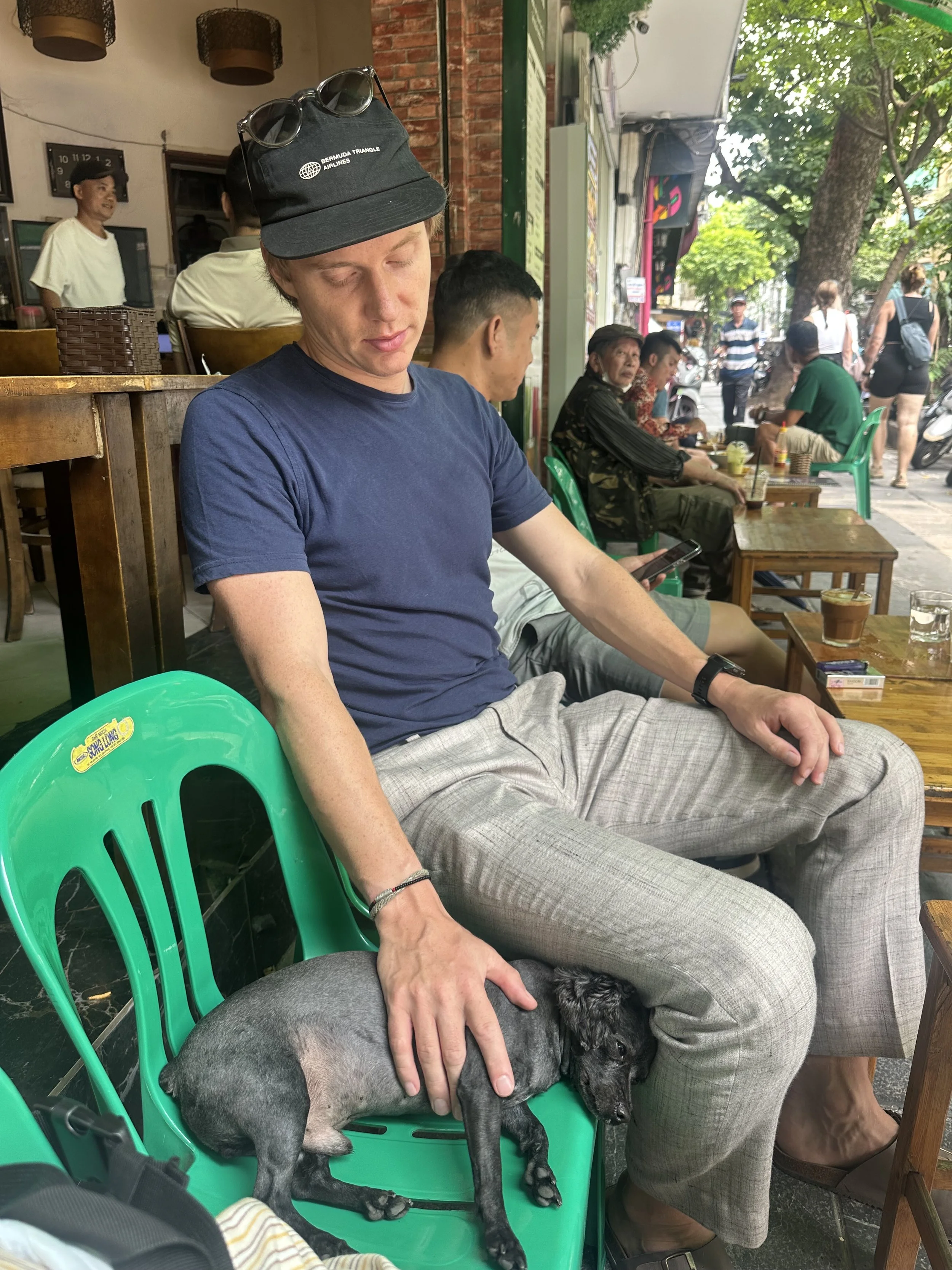 You can always count on the restaurant puppies to keep you company.