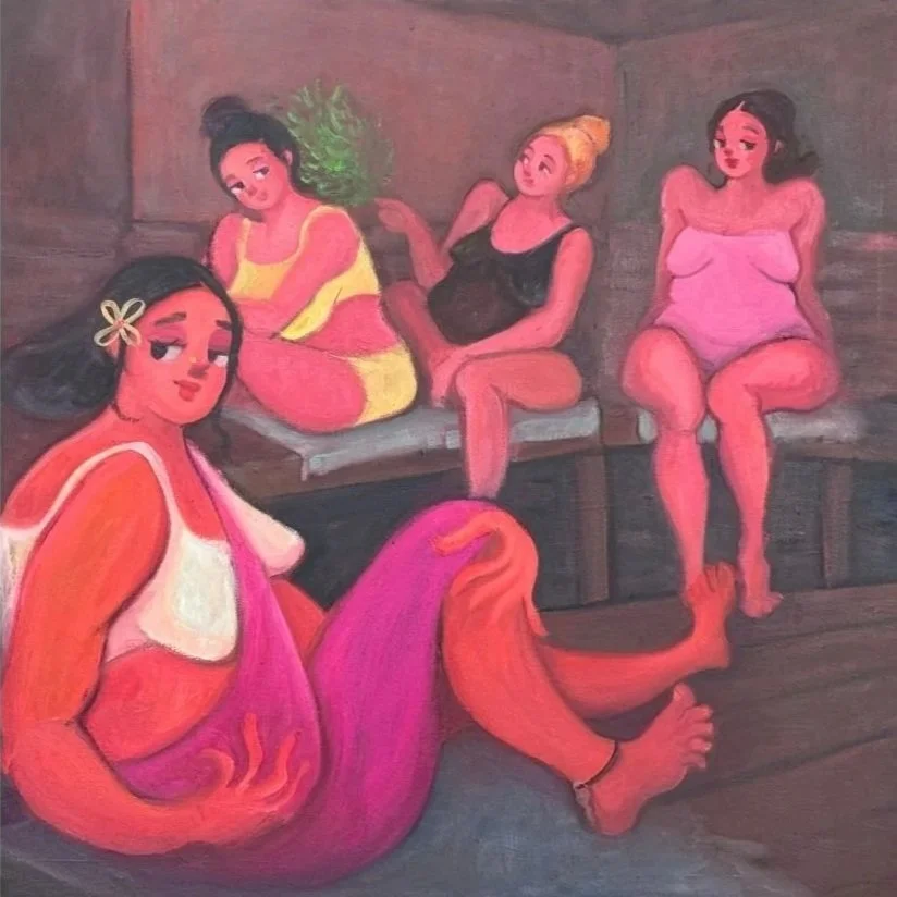 First time at the public sauna.
Oil on canvas
80 x 80 cms
2025