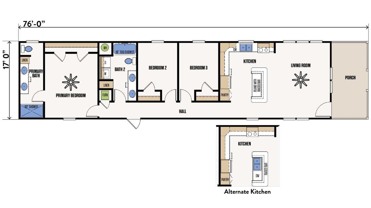The Midland floorplan with Marathon Homes Manufactured Home - double-wide mobile home in a manufactured park lots for sale in Corpus Christi
