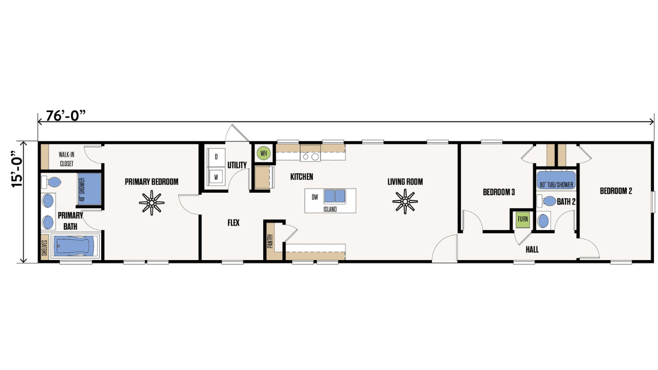 The Midland singlewide floorplan with Marathon Homes Manufactured Home - double-wide mobile home in a Mobile park lots for sale in Corpus Christi