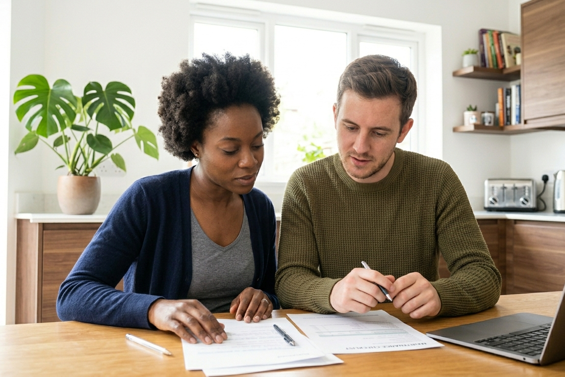 An Wirral Teacher reading mortgage paperwork, provided by NG Mortgages, Wirral Mortgage Broker.