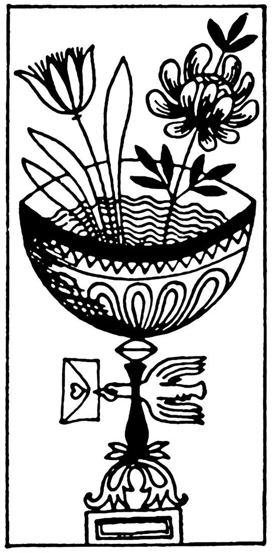 Cups tarot cards illustrating the suit associated with the element of Water.