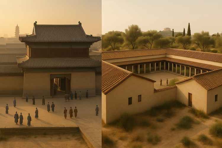 Artistic comparison of two ancient centres of study in China and Greece