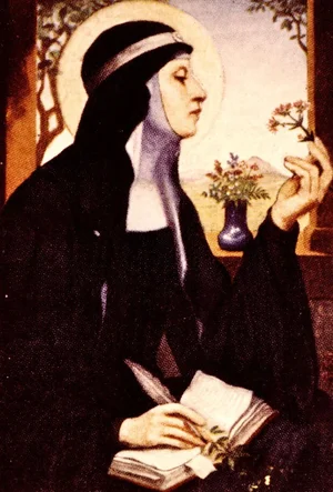 Nineteenth-century devotional portrait of Hildegard of Bingen attributed to Wilhelm Fassbinder.