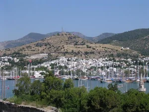 The theatre and acropolis of ancient Halicarnassus in modern Bodrum, Turkey