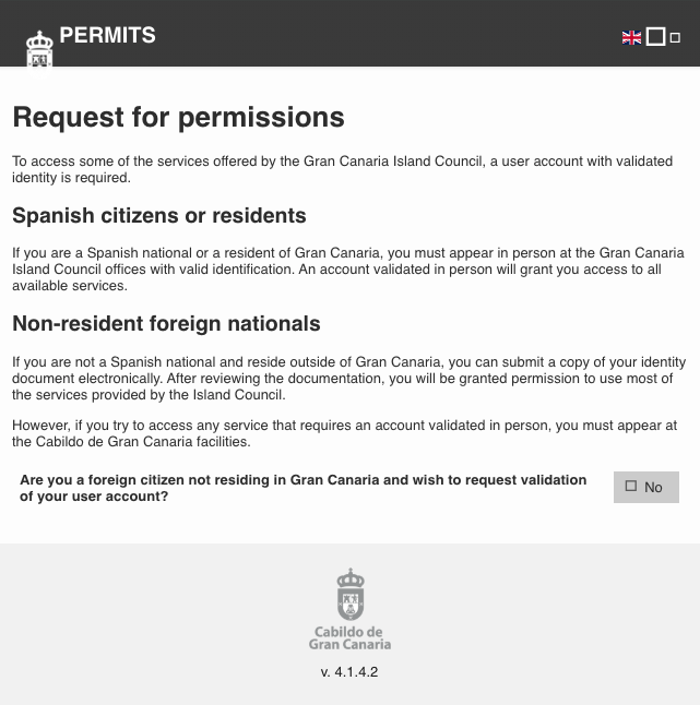 Error message requesting non-resident nationals to verify their identity