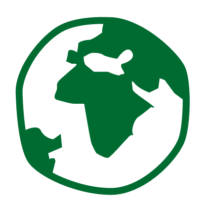 A green illustration of the Earth depicting Africa and parts of Europe and Asia.