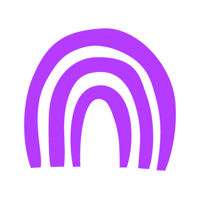 Purple rainbow with three arches on a white background.