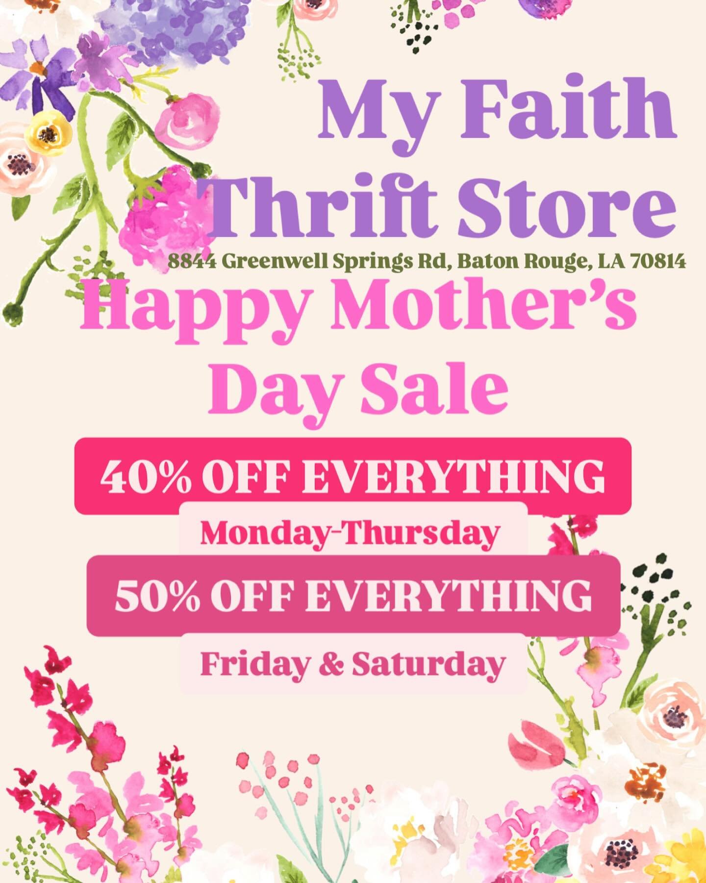We Have So Much Available For You 
40% off everything Monday-Thursday, 50% off Friday &amp; Saturday. 
EVERYTHING $1 and Up
8844 Greenwell Springs Rd, Baton Rouge, LA 70814

#thrifting #thankyou #Godisgood #ThriftStoreFinds #thriftshop #thrifted #thr