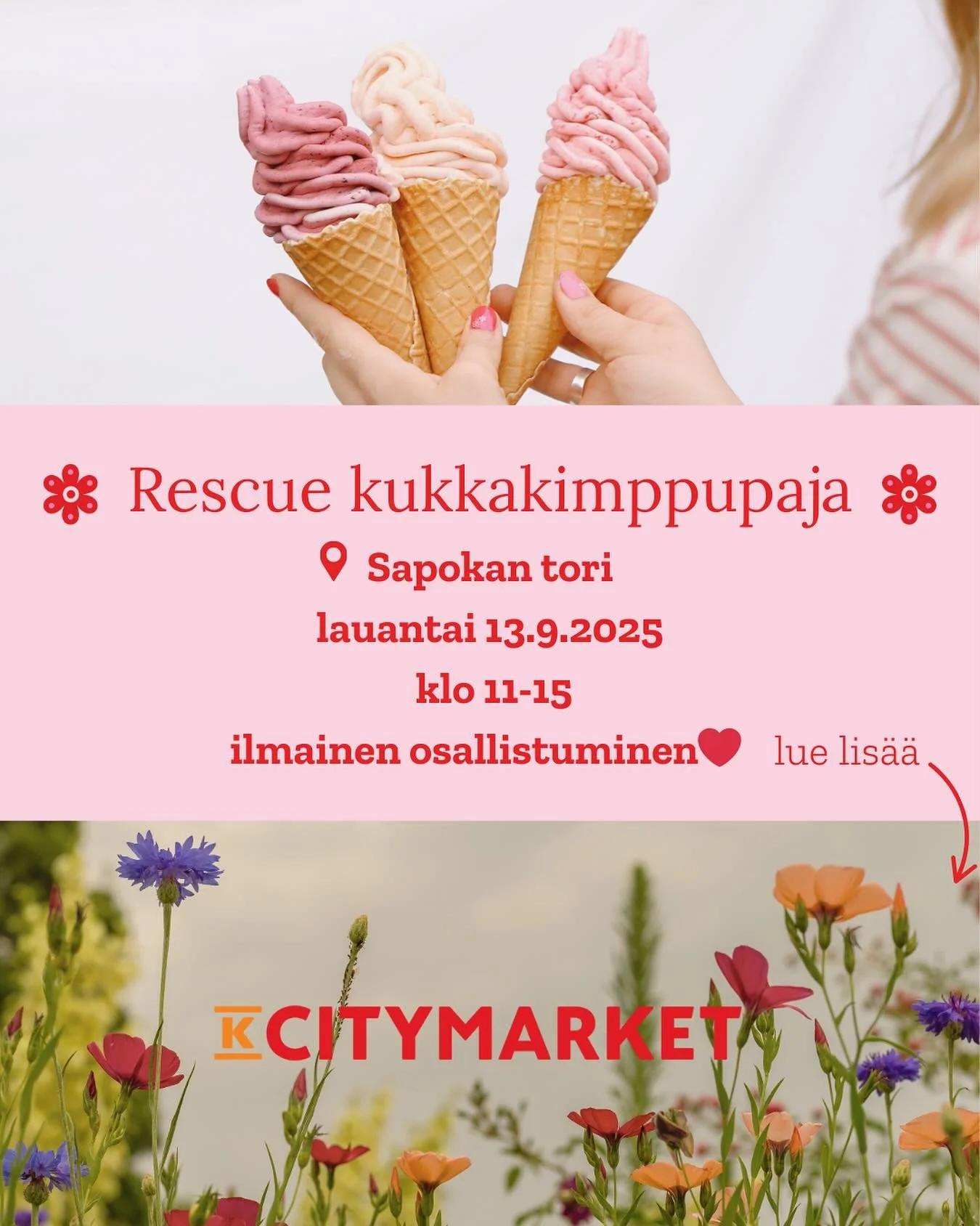 Moikka!🩷🍓

Tervetuloa tekem&auml;&auml;n meid&auml;n kanssa hyv&auml;&auml; t&auml;n&auml; lauantaina🫶🏻

Sapokan kioski auki klo 11-17💐

Ollaan saatu lahjoituksena ihania rescue kukkia paikalliselta @kcmkotka 🌸

Pajassa p&auml;&auml;set veloitu