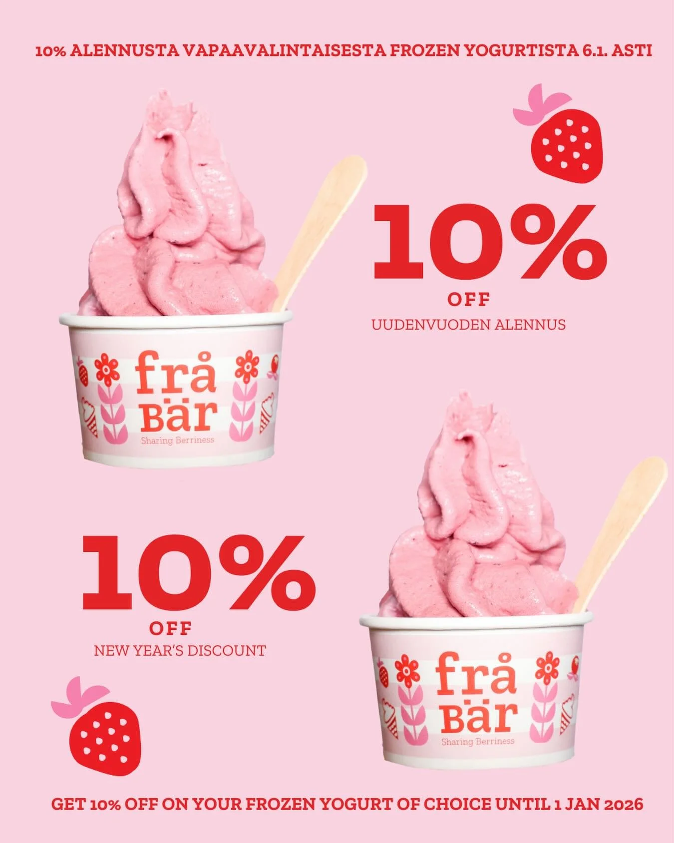 L&ouml;yd&auml; meid&auml;t Kampin E-tasosta🩷

ma-la 12-20 &amp; su 12-18

#frozenyogurt #realberries #kamppi #helsinki