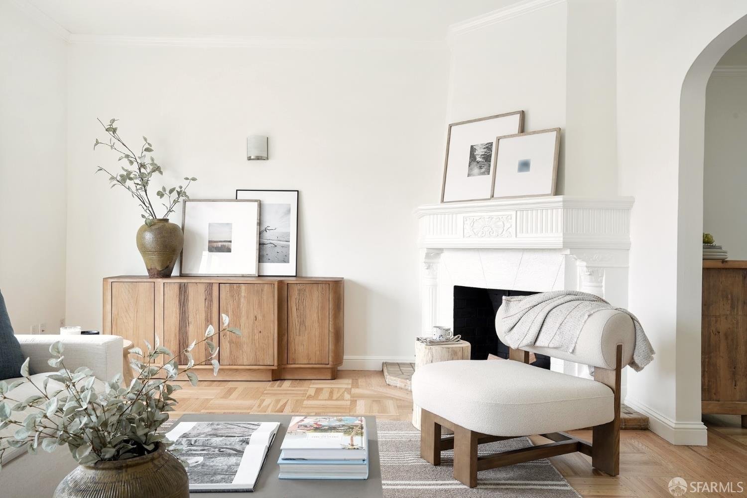 Design materials and architectural samples used in Marin County home renovation and staging