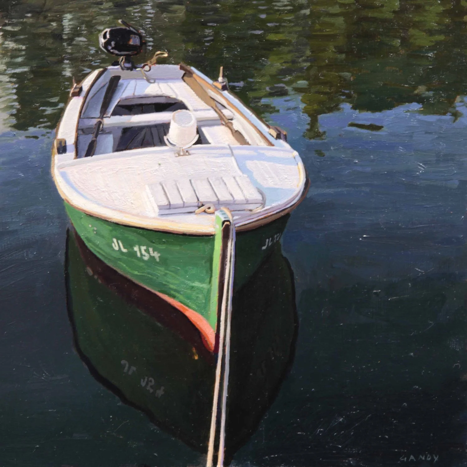  White Boat, 8inx8in, oil on panel  Sold 